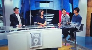 Fox 9 anchors at studio