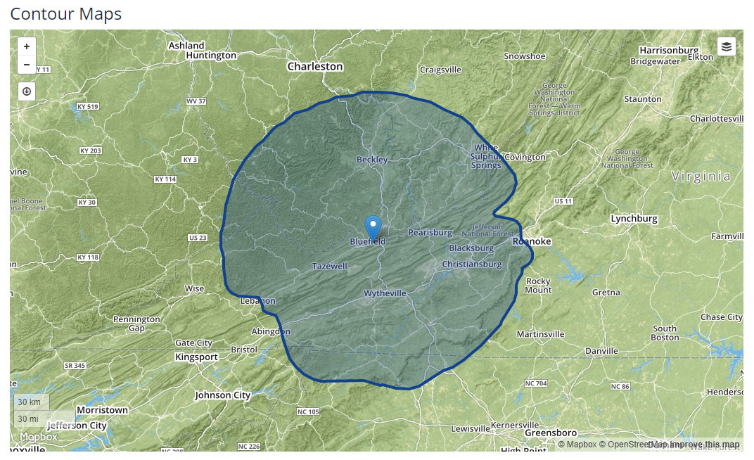 WVVA Bluefield Coverage Map