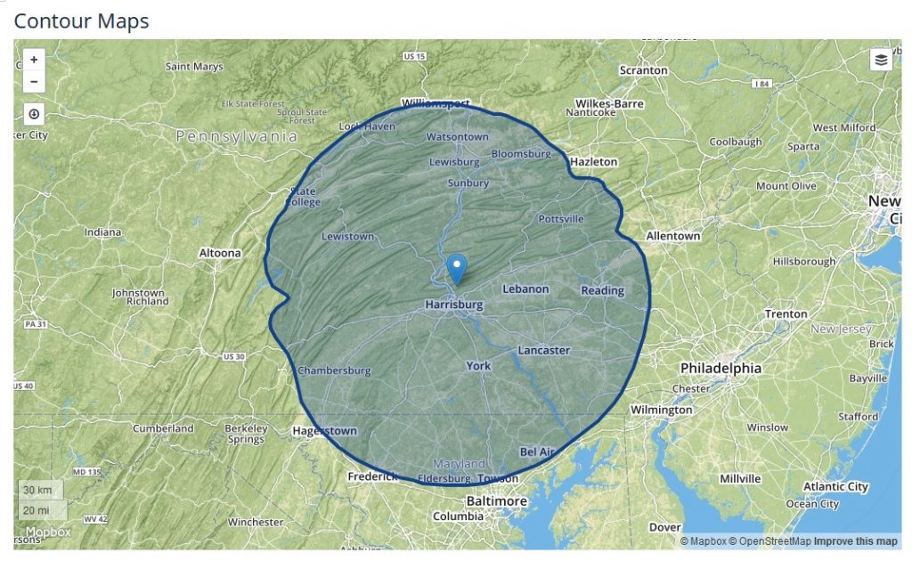 cbs 21 whp tv coverage map
