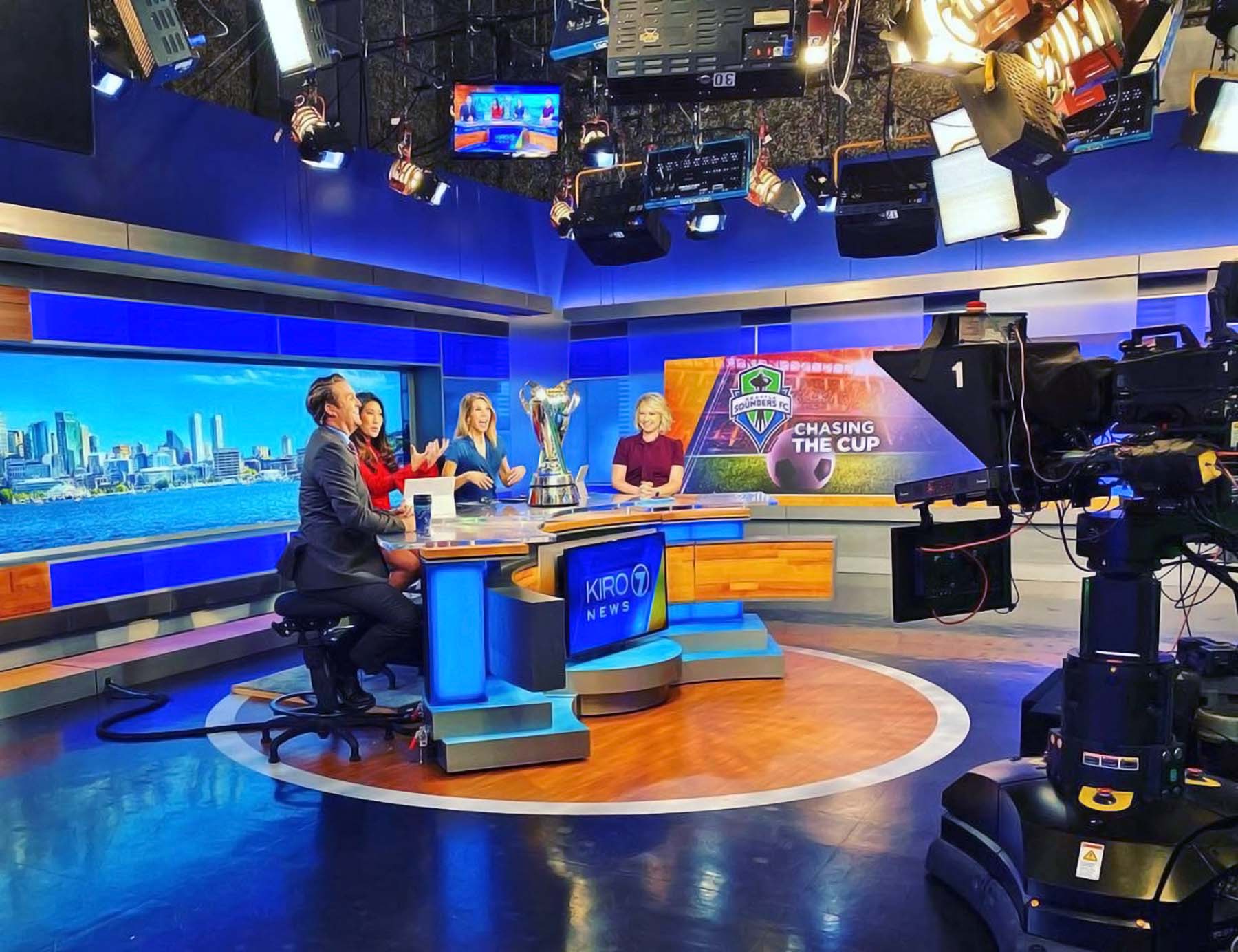 KIRO 7 newscasters at live coverage studio